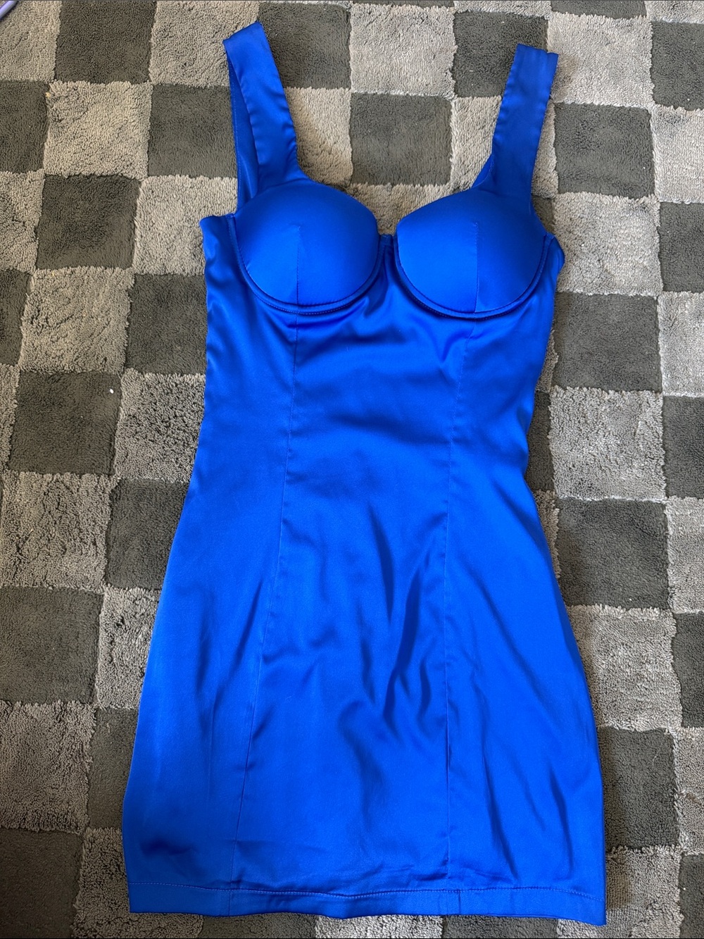 Blue Fitted Bustier Slip Dress